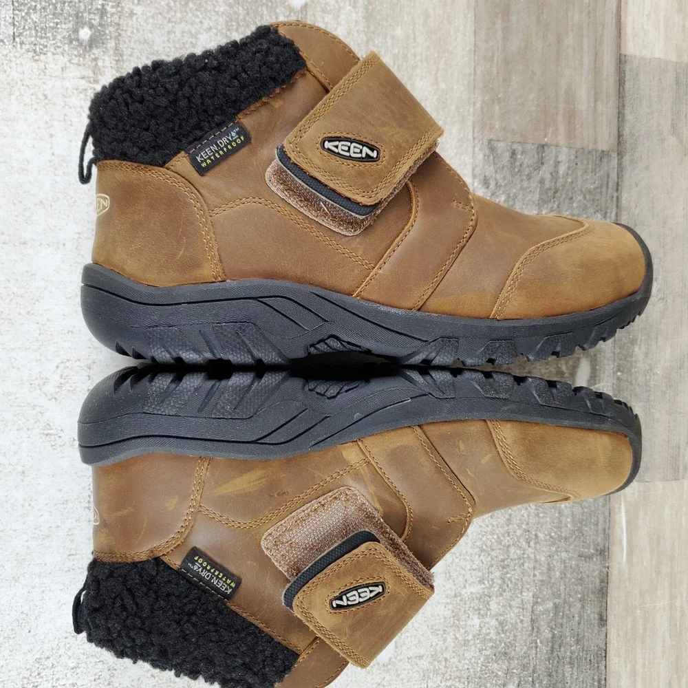 Keen Kootenay IV Kids Shoes Sz 3 Toasted Coconut Vapor Leather Lined Waterproof